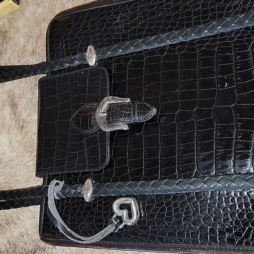 Brighton Brown Croc Leather Shoulder Bag - Picture 13 of 15